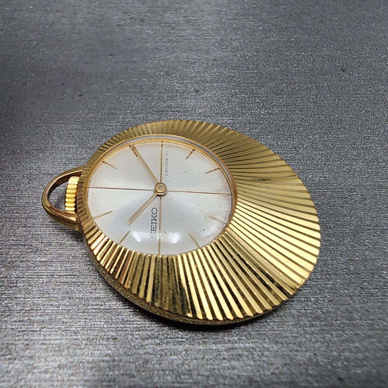 Seiko Pendant Watch Women 33mm Manual Wind White Dial Gold Plated Manual Runs3