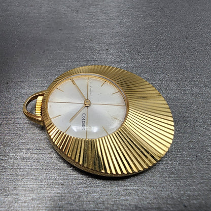 Seiko Pendant Watch Women 33mm Manual Wind White Dial Gold Plated Manual Runs3