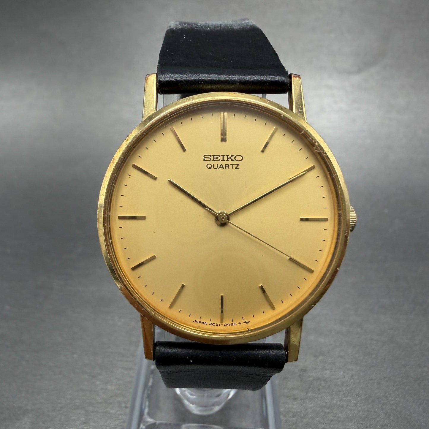 Seiko Watch Men 32mm Champagne Dial Gold Tone Round VTG 2C21-0120 New Battery 20