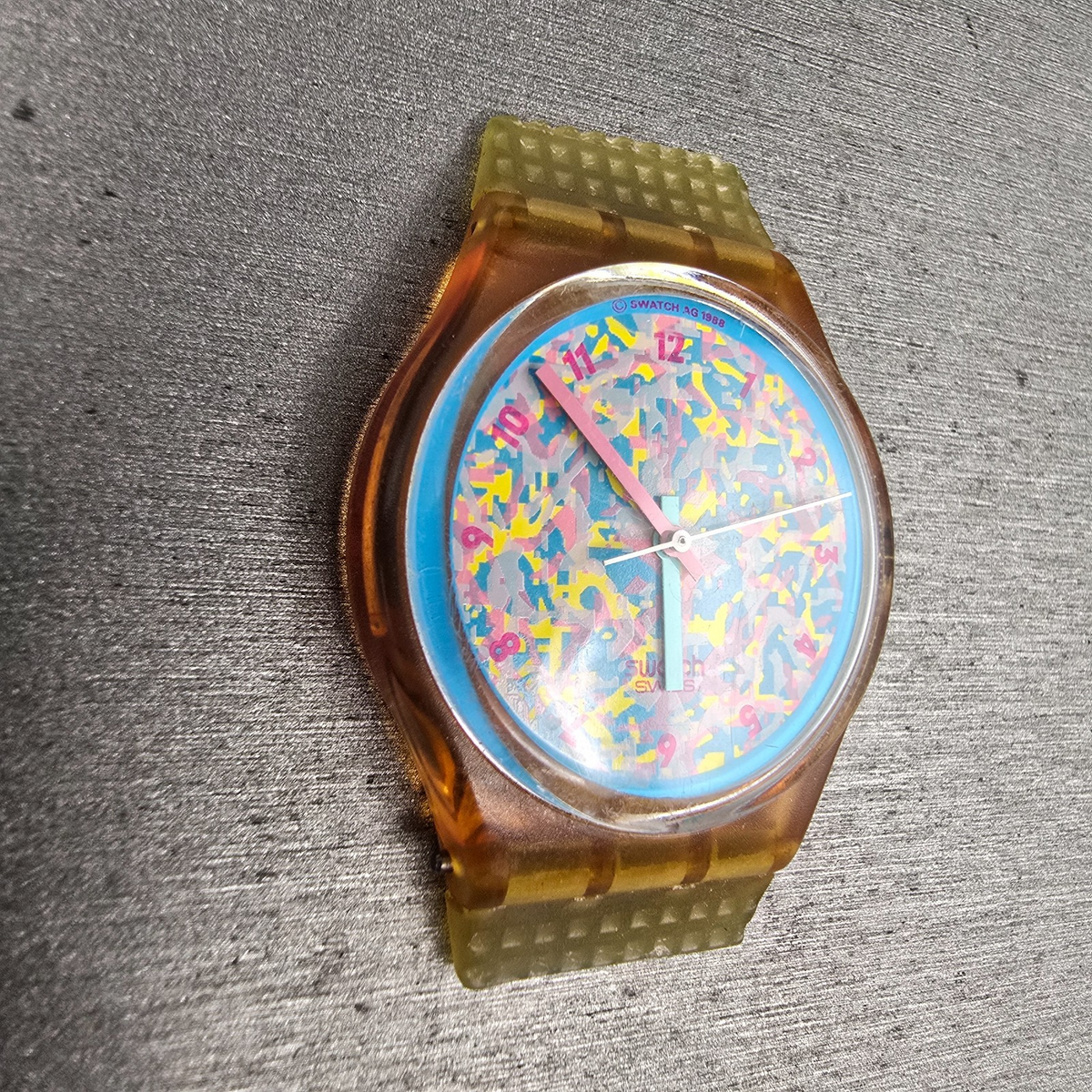 Swatch Rosehip Watch Women 34mm Blue Dial Clear Case Round GP100 New Battery2