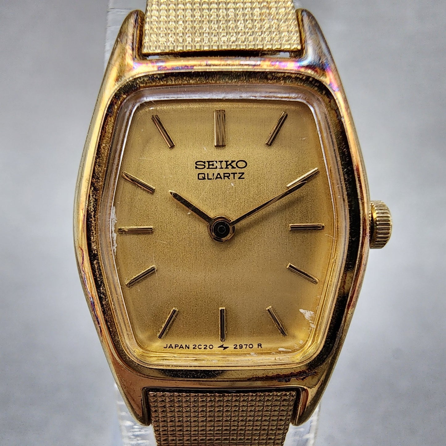 Seiko Watch Women 18mm Champagne Dial Gold Tone 2c206440 New Battery1