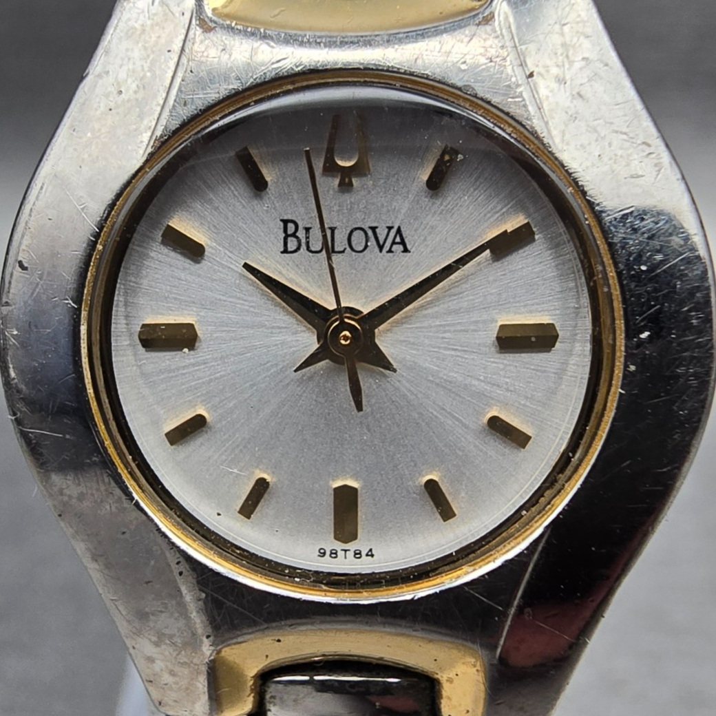 Bulova Classic Watch Women 23mm Silver Dial Two Tone Round 98T84 New Battery JP1