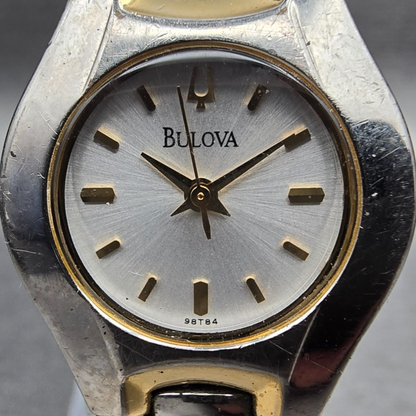 Bulova Classic Watch Women 23mm Silver Dial Two Tone Round 98T84 New Battery JP1