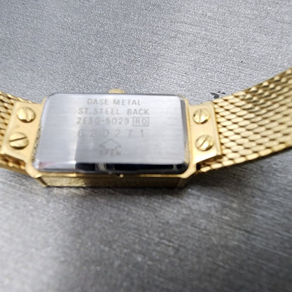 Seiko Lassale Tank Watch Women 13mm Champagne Dial Gold Tone 2e505029 New Bat9