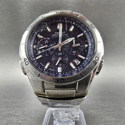 Casio Waveceptor WVQ-M410 Watch Men 43mm Blue Dial Silver Date Solar Runs JDM5