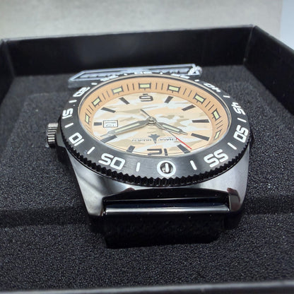 Chase Durer Dive Watch Men 46mm Brown Camo Dial Black Tone Date CDW-01834
