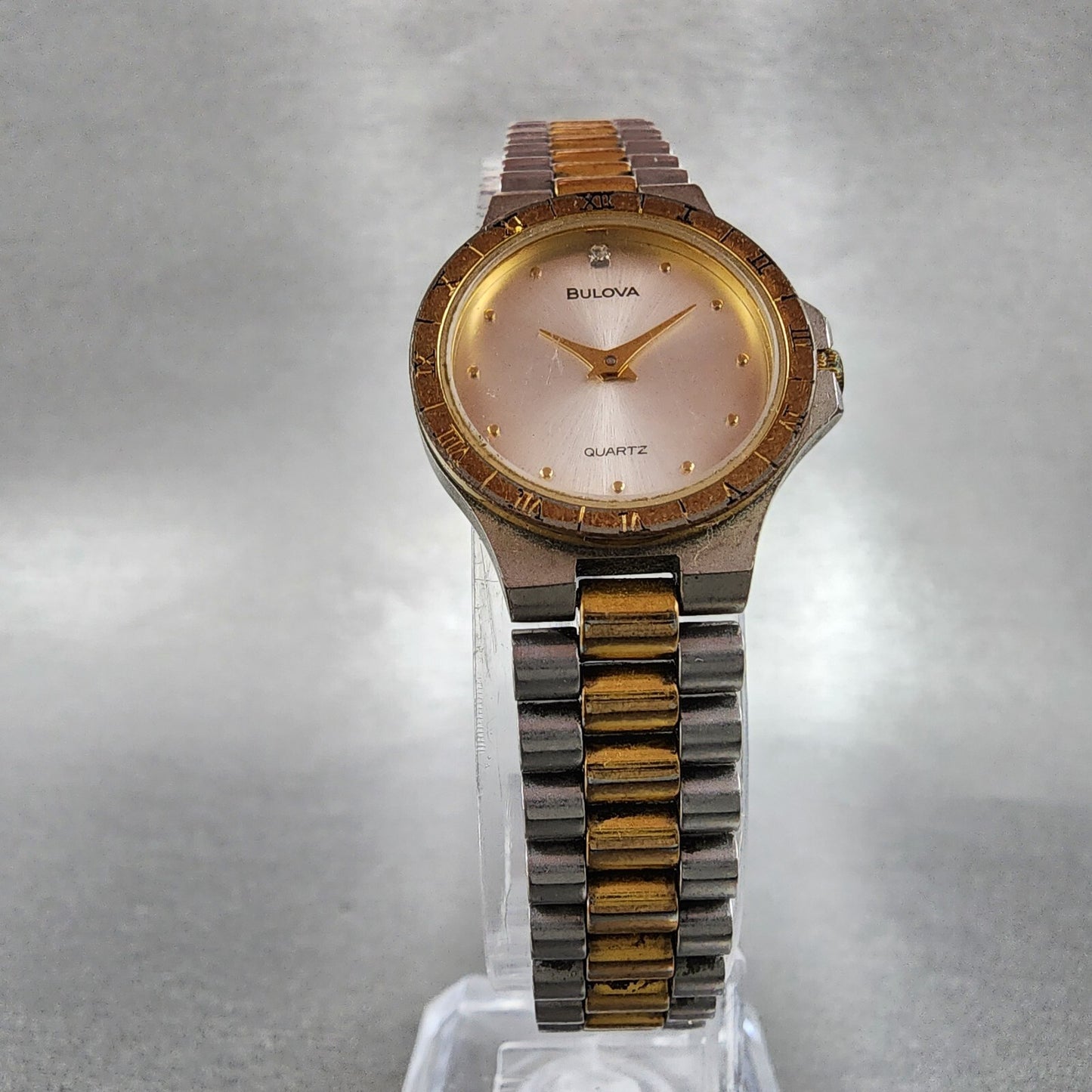 Bulova Watch Women 22mm Silver Dial Two Tone Round 9062101 New Battery