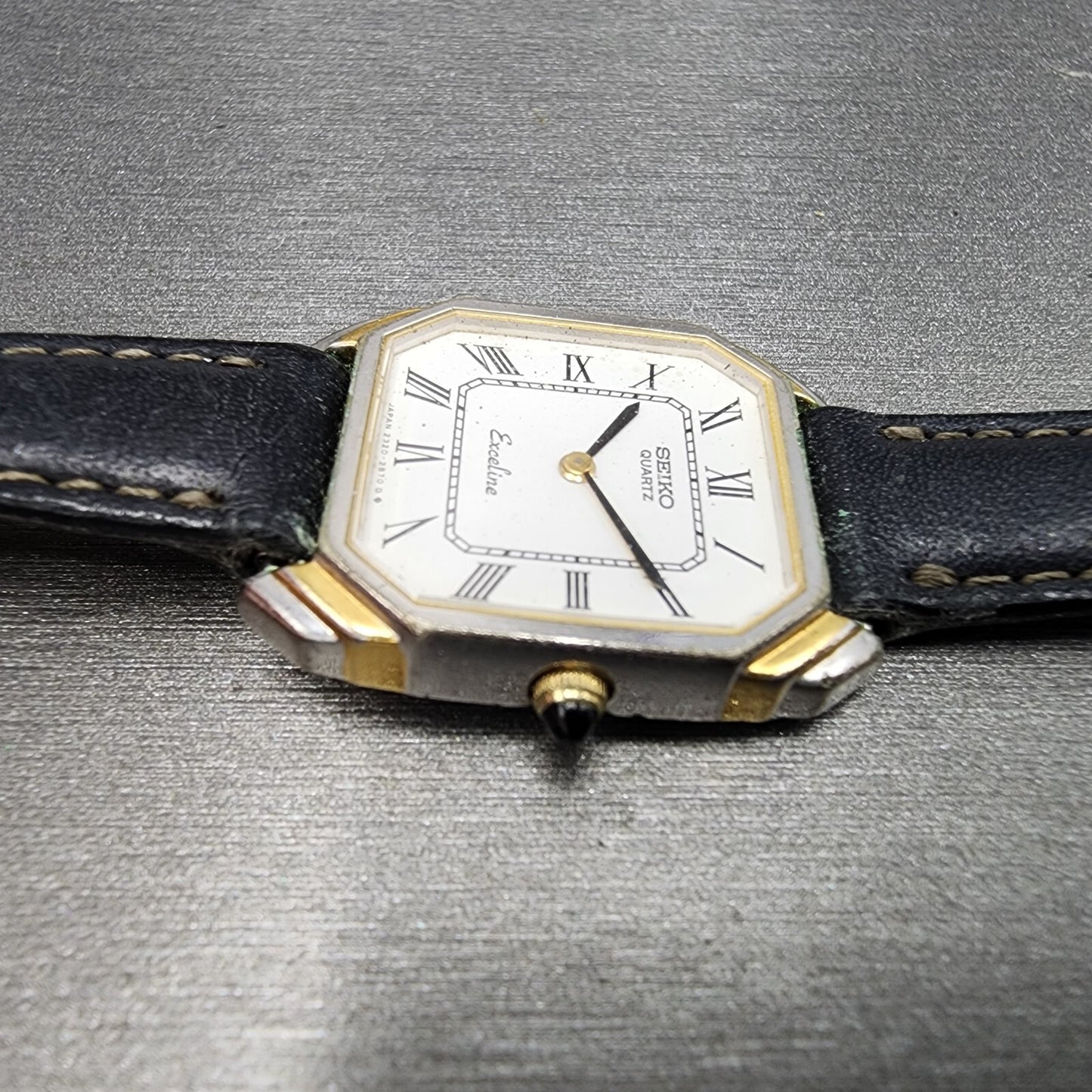 Seiko Exceline Watch Women 21mm White Dial Two Tone Rectangle 23206440 PARTS4