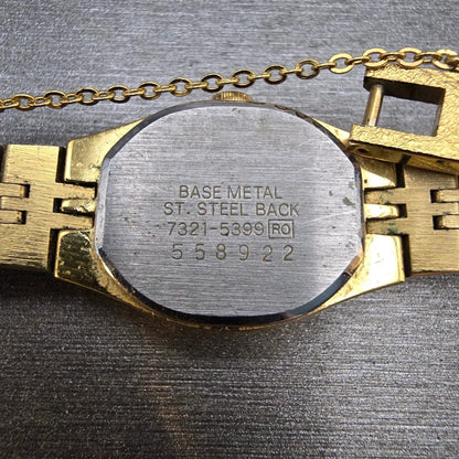 Seiko Watch Women 16mm Gold Dial Gold Tone Oval 7321-5399 New Battery Vintage10