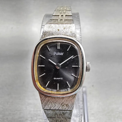 Seiko Pulsar Watch Women 16mm Gray Dial Silver Tone Oval Y590-5409 New Battery0