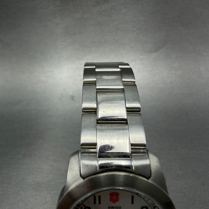 Victorinox Swiss Army Field Watch Women 30mm White Dial Steel Date New BatteryAB4