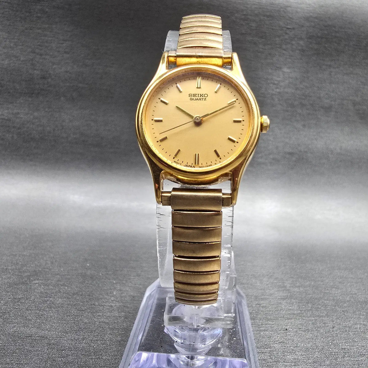 Seiko Watch Women 23mm Gold Dial Gold Tone Round 1N01-0F50 New Battery Vintage5