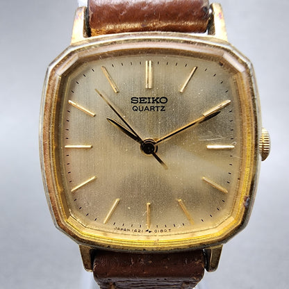 Seiko Watch Women 22mm Champagne Dial Gold Tone Rectangle 14215100 New Battery1