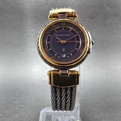 Philippe Charriol Celtic Watch Women 27mm Blue Dial Two Tone Date New battery5