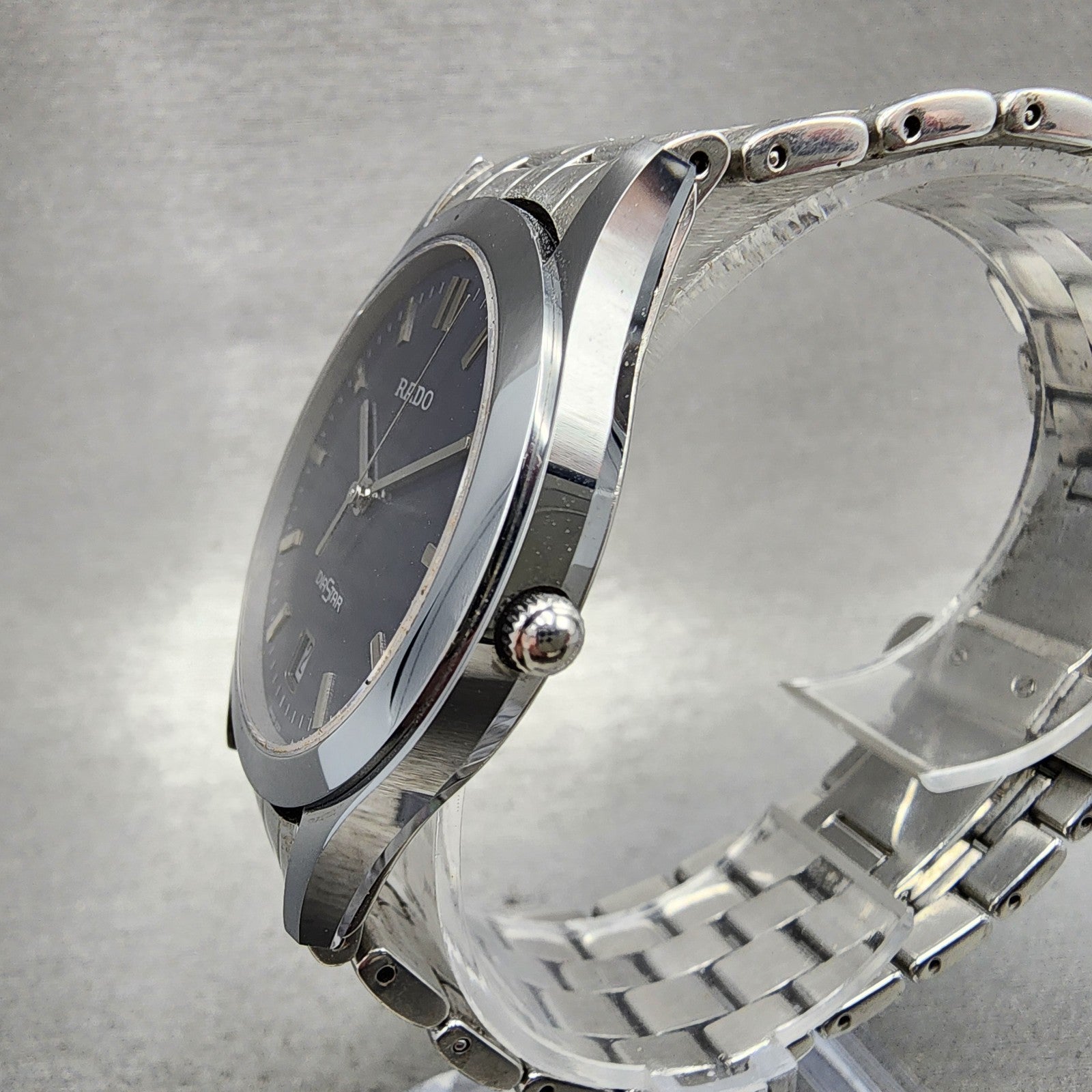 Rado Diastar Watch Men 37mm Blue Dial Silver Tone Date Round New Battery2