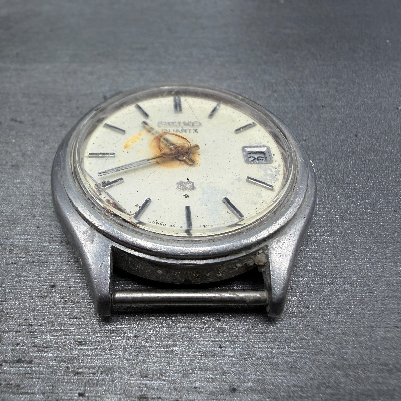Seiko SQ Watch Men 37mm White Dial Silver Tone Date Round 7546-7009 PARTS3