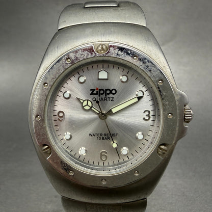 Zippo Watch Men 38mm Silver Dial Silver Tone Round New Battery Vintage0