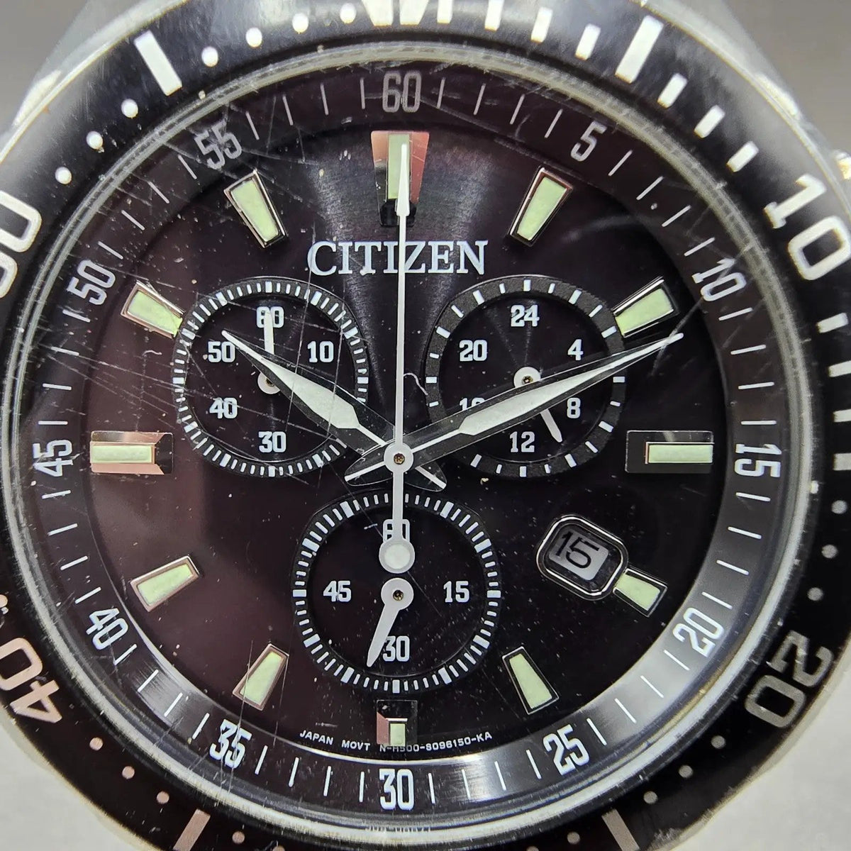 Citizen Alterna Watch Men 42mm Black Dial Steel Diver Chronograph Date Works1