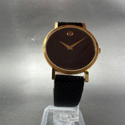 Movado Museum Watch Men 31mm Black Dial Gold Tone Round 87.45.882 PARTS6
