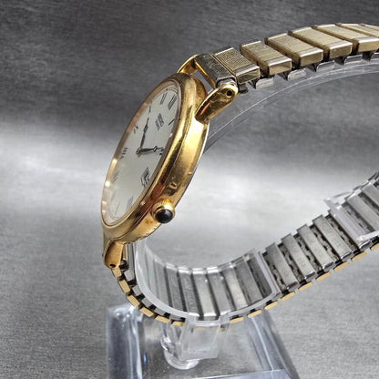 Seiko Watch Men 34mm Ivory Dial Gold  Date Round 7N29-8A09 New Battery VTG2
