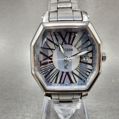 Citizen Xc Watch Women 27mm MOP Dial Silver Tone Date Octagon Atomic Runs0
