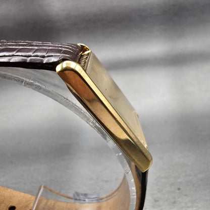 Seiko Tank Watch Men 25mm Gold Dial Gold Tone Rectangle V700-5K30 New Battery G3