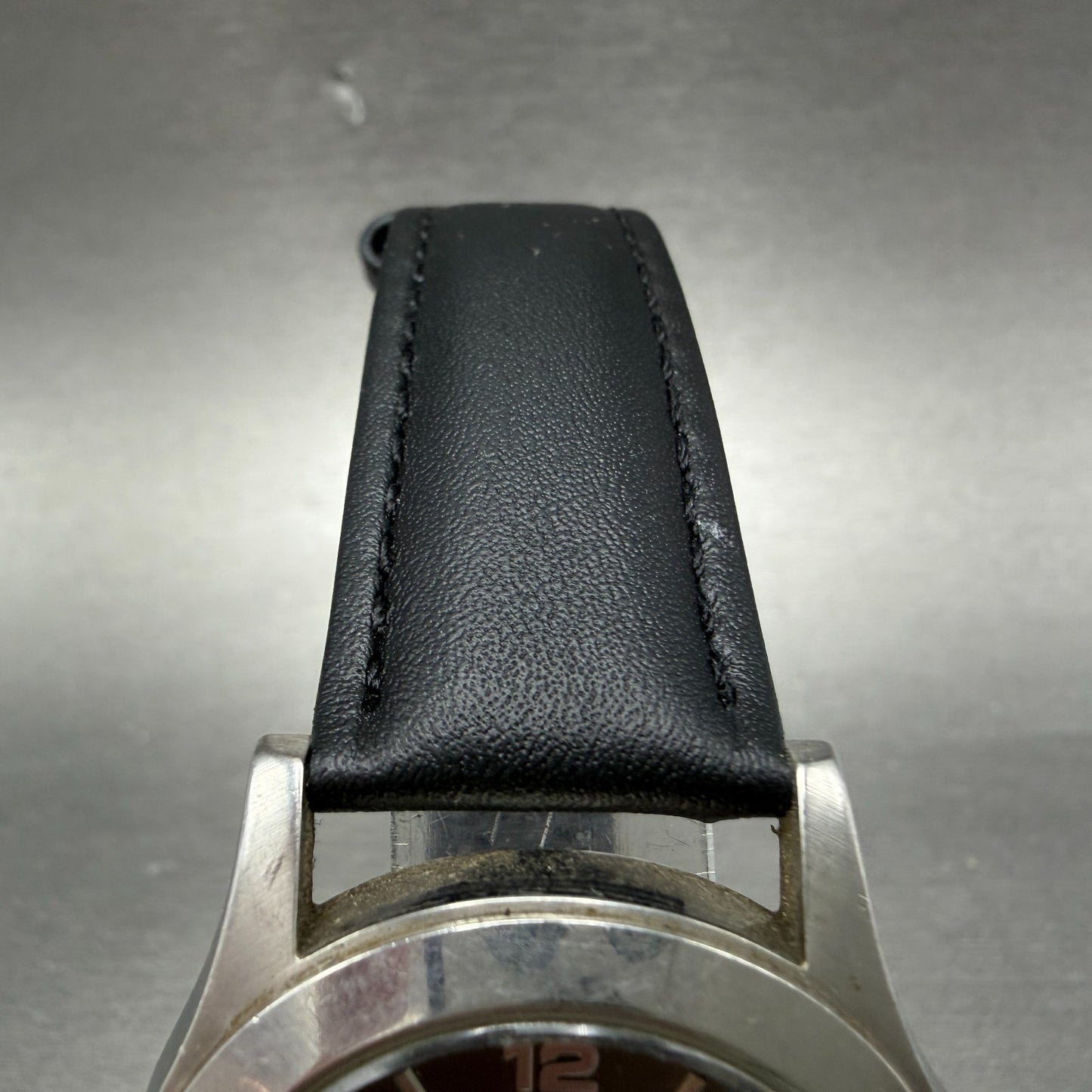 ESQ Watch Men 37mm Gray Dial Silver Tone Date Round 300712 Leather New Battery4