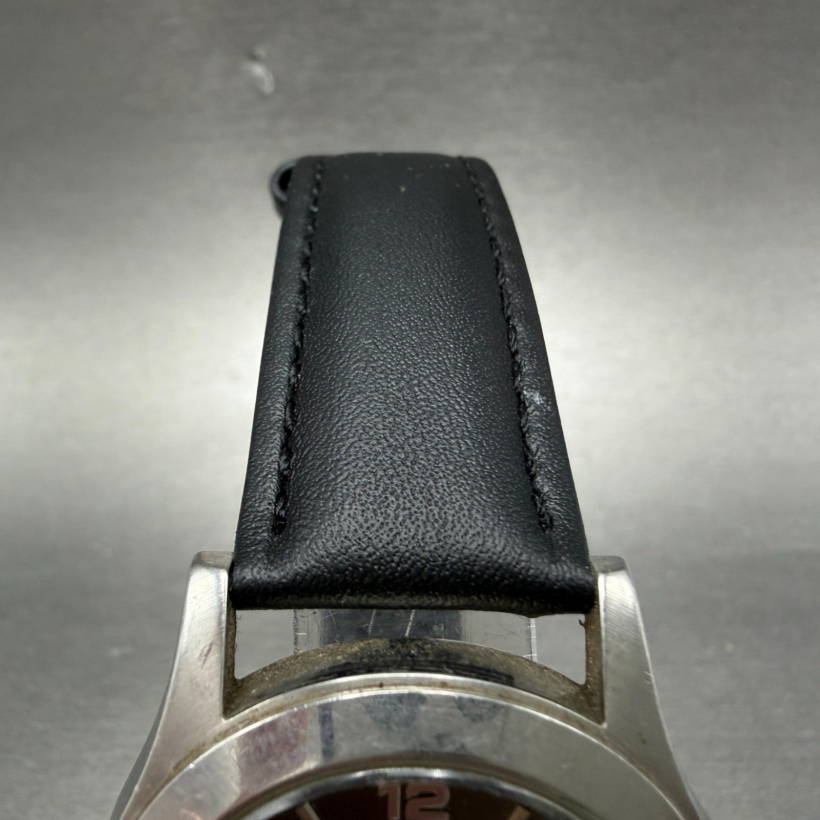 ESQ Watch Men 37mm Gray Dial Silver Tone Date Round 300712 Leather New Battery4