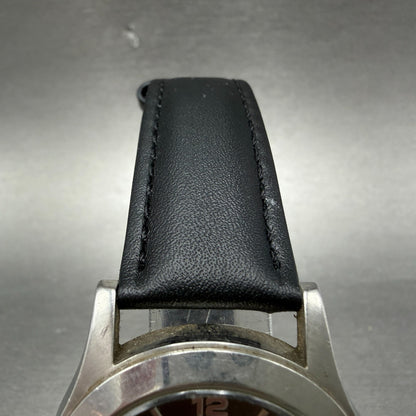ESQ Watch Men 37mm Gray Dial Silver Tone Date Round 300712 Leather New Battery4