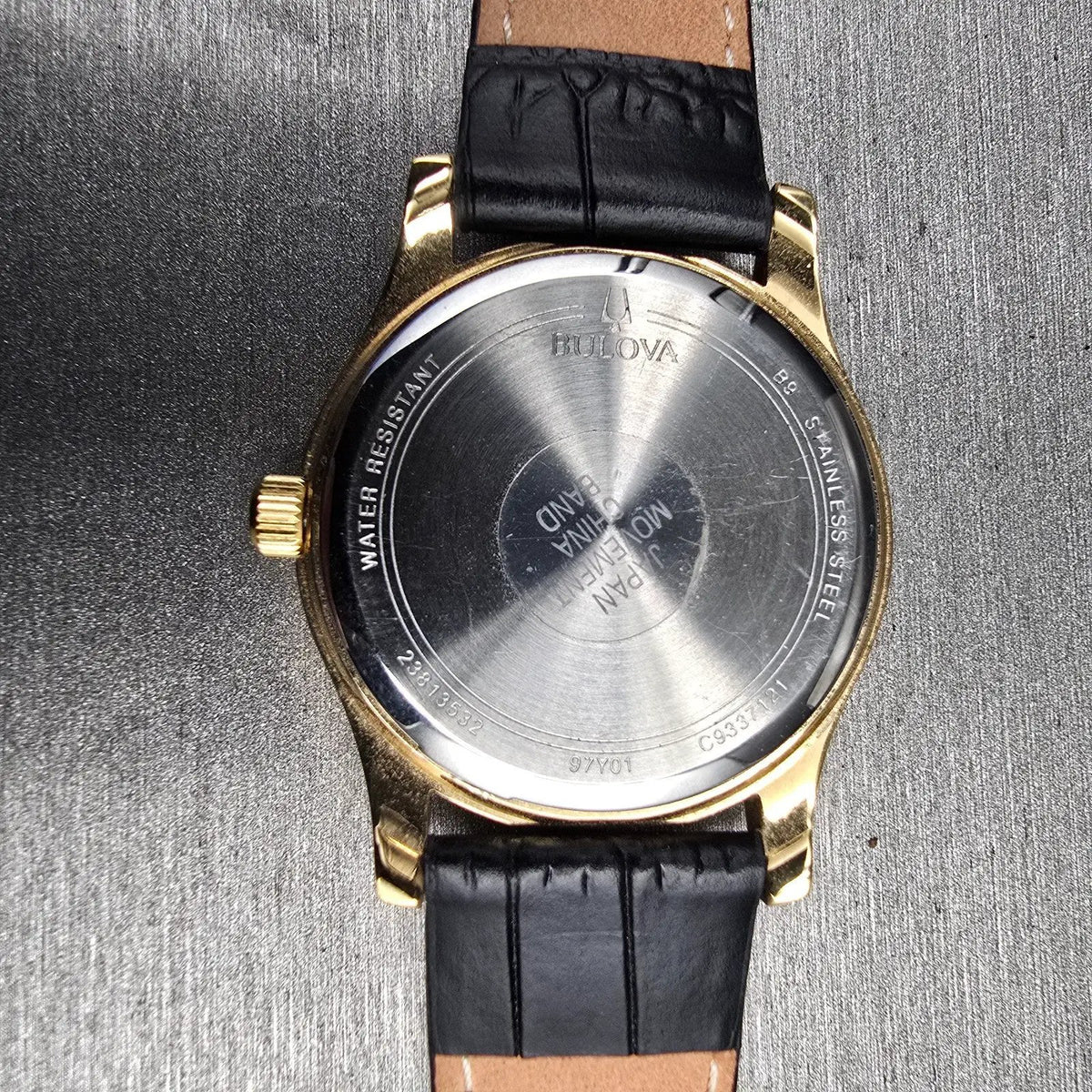 Bulova Watch Women 30mm Black Dial Gold Tone Diamond Accent Round 97Y01 New Batt10