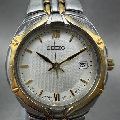 Seiko Watch Women 26mm Silver Dial Two Tone Date Round 7n820at0 New Battery1