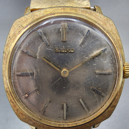 Seiko Watch Women 31mm Gray Dial Gold Plated 25170110 Manual Wind Cushion Runs1