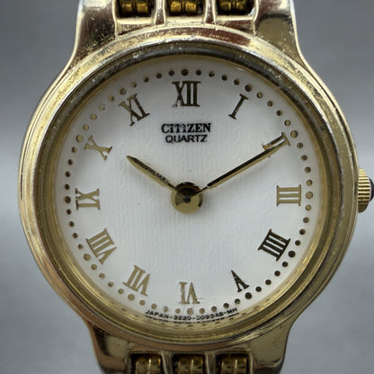 Citizen Watch Women 22mm White Dial Gold Tone Round 3220-326598 New Battery1