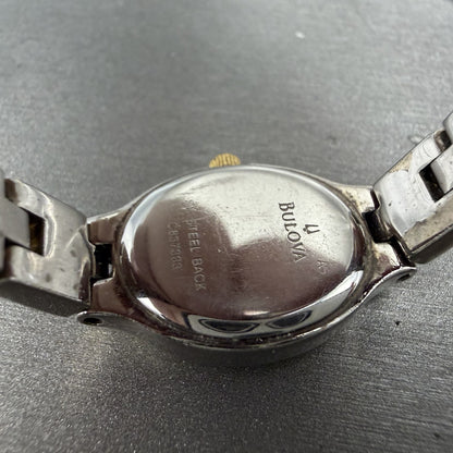 Bulova Watch Women 17mm Silver Dial Two Tone Oval 98T92 New Battery9