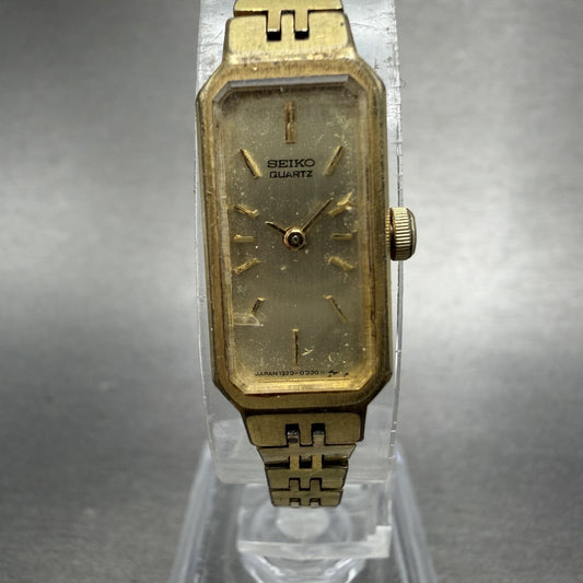 Seiko Watch Women 12mm Champagne Dial Gold Tone 1320-5029 New Battery Vintage0