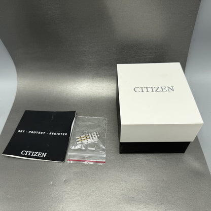 Citizen Watch Women 28mm White Dial Two Tone Daydate Round EQ060553A New Batt13