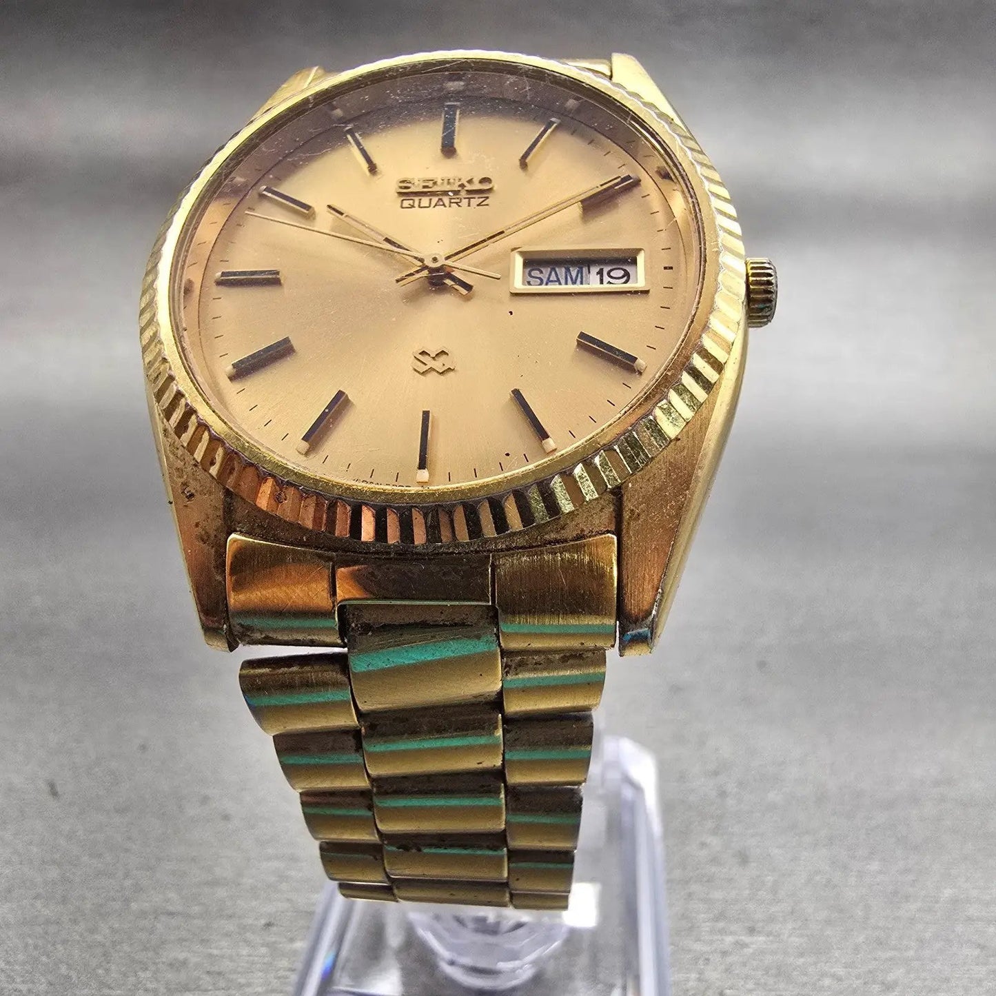 Seiko President Watch Men 35mm Gold Dial Gold Tone Daydate 6923-8080 New Battery5