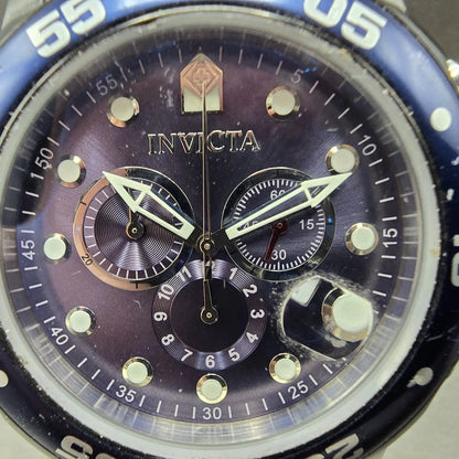 invicta Pro Diver Chronograph Watch Men 48mm Blue Dial Silver Tone 80057 New Bat1