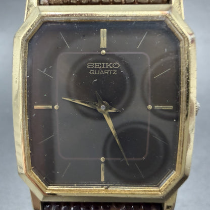 Seiko Tank Watch Men 26mm Brown Dial Gold Tone Hexagon 5P30-5079 PARTS2