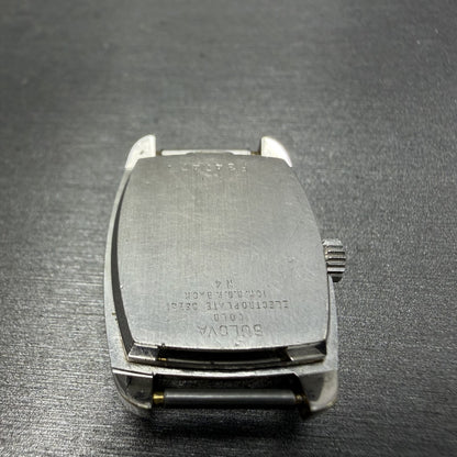 Bulova Accutron Watch Women 20mm Silver Dial White Gold Plated Tunning Fork Runs7