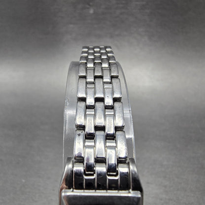 Seiko Solar Tank Watch Women 15mm Black Dial Silver Tone V116-0AA0 Runs4