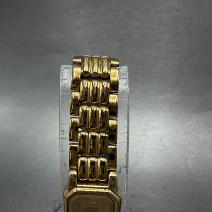 Seiko tank Watch Women 12mm Champagne Dial Gold Tone 2e206389 New Battery4