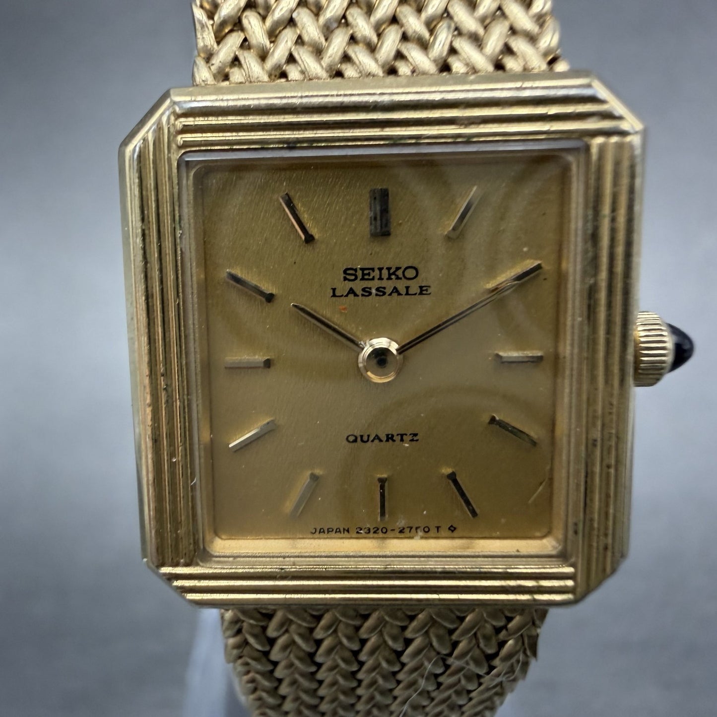 Seiko Lassale Tank Watch Women 20mm Champagne Dial Gold Tone VTG 2320-6039 PARTS2