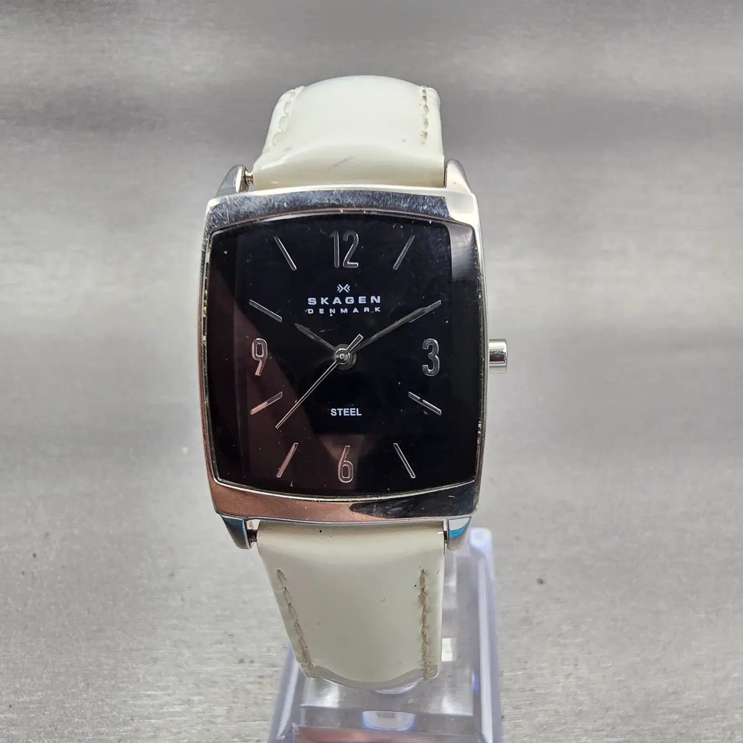 Skagen Denmark Watch Women 24mm Black Dial Silver Tone Rectangle 691SSB1 New Bat0