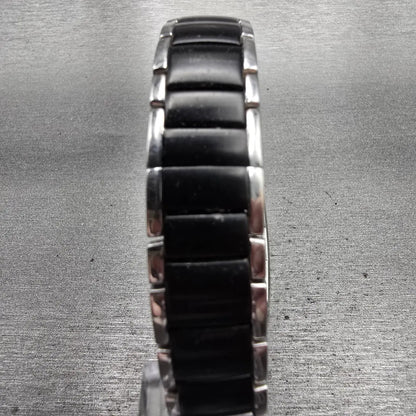 Bulova Tank Watch Men 24mm Black Dial Black & Silver Rectangle 98L148 New Batt7
