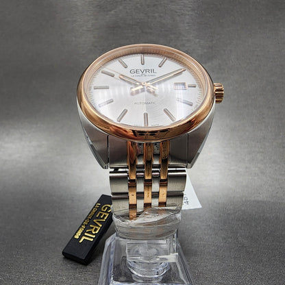 Gevril Five Points Automatic Watch Men 39mm Silver Dial Two Tone Date 48700