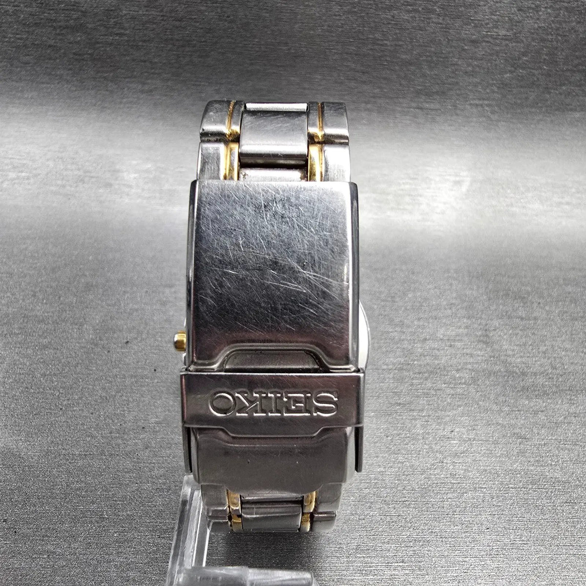 Seiko Watch Men 38mm Black Dial Two Tone Daydate Round 7N43-8309 New Battery7
