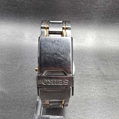 Seiko Watch Men 38mm Black Dial Two Tone Daydate Round 7N43-8309 New Battery7