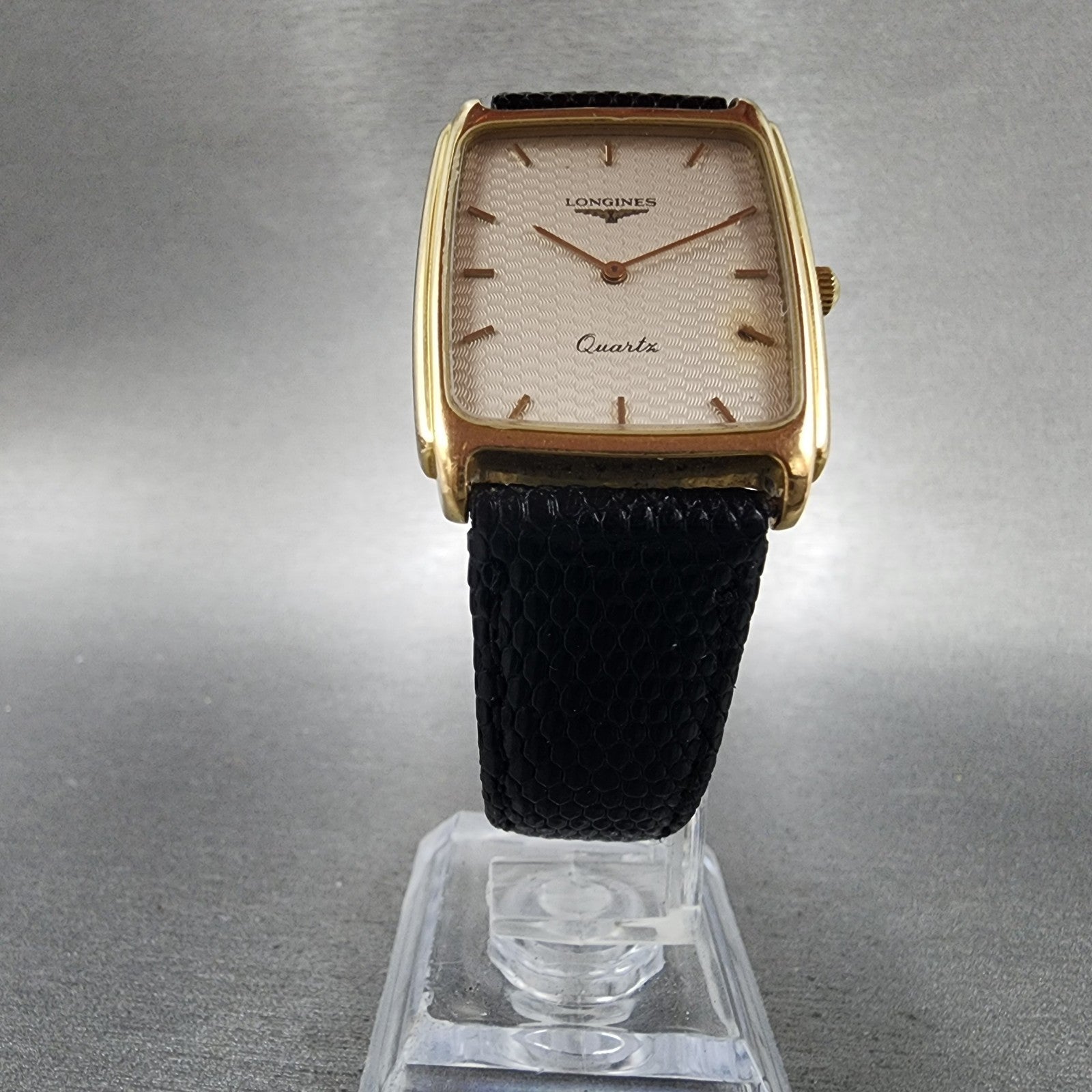 Longines Tank Watch Men 26mm Silver Dial Gold Tone Rectangle 7027 New Battery5