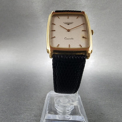 Longines Tank Watch Men 26mm Silver Dial Gold Tone Rectangle 7027 New Battery5